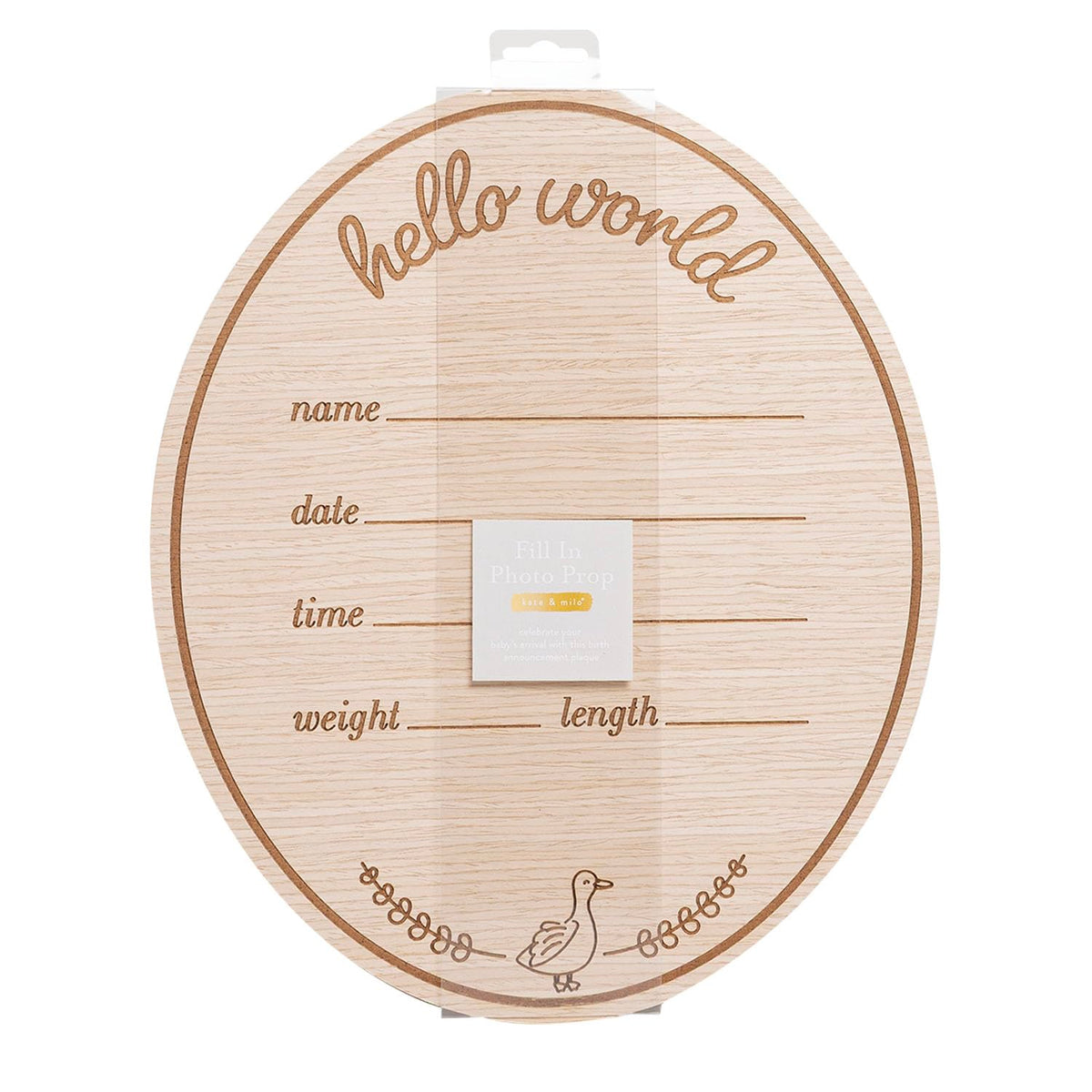 Kate & Milo Wooden Hello Baby Birth Announcement Photo Prop, Goose Design, Personalized Newborn Milestone Sign