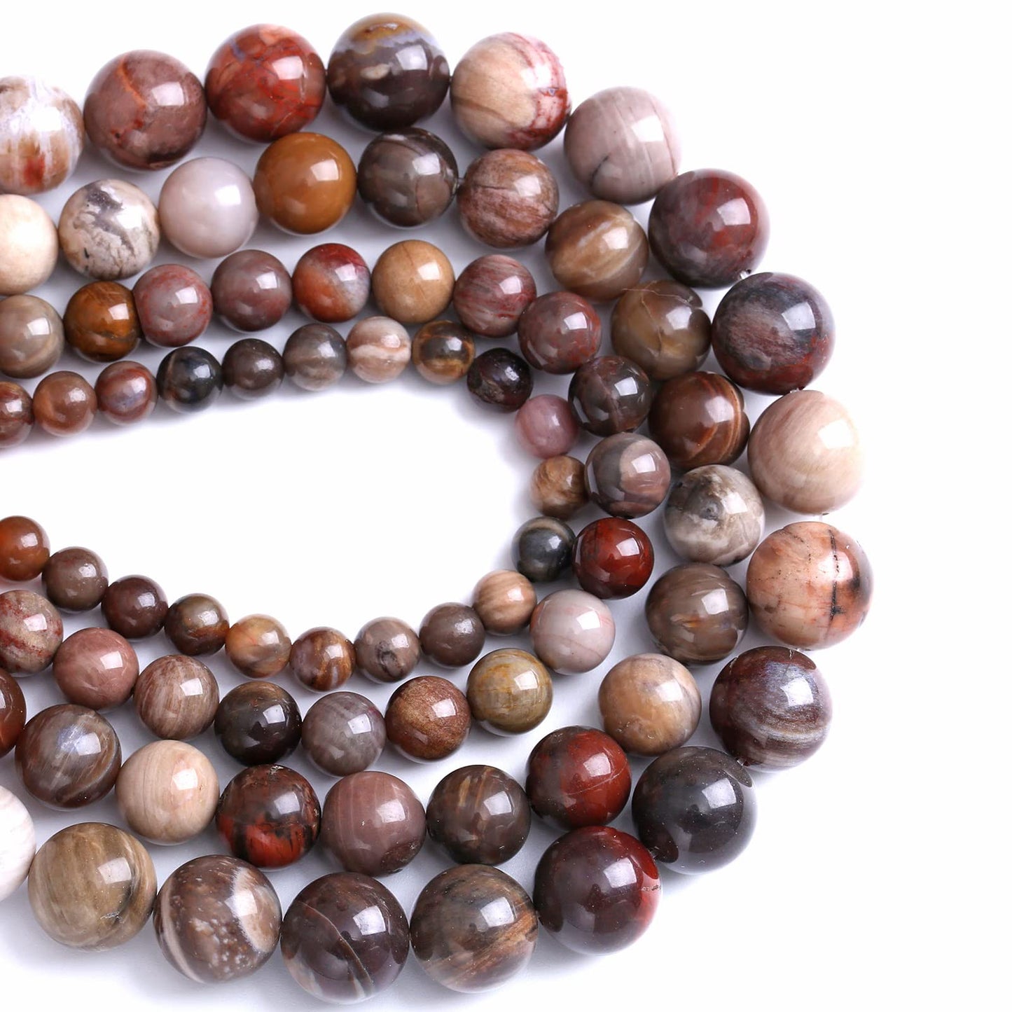 12MM 32PCS Natural Stone Petrified Wood Jasper Loose Beads for Jewelry Making DIY Bracelet