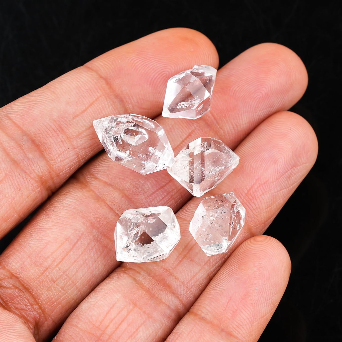 ColouredRocks (5 pcs. A++ HERKIMER DIAMOND Crystals, Raw Stones, Rough Gemstones, Jewelry Making Supply, Cabbing, Polishing, Cutting, DIY, Crafts (11-14 mm.)
