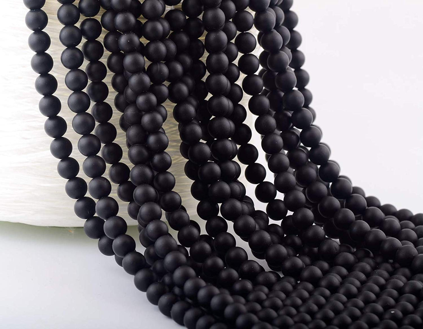 Natural Stone Beads 100pcs 10mm Matte Black Onyx Agate Dull Polish Round Real Stone Beading Loose Gemstone DIY Smooth Beads for Bracelet Necklace Earrings Jewelry Making (Matte Black Onyx, 10mm)