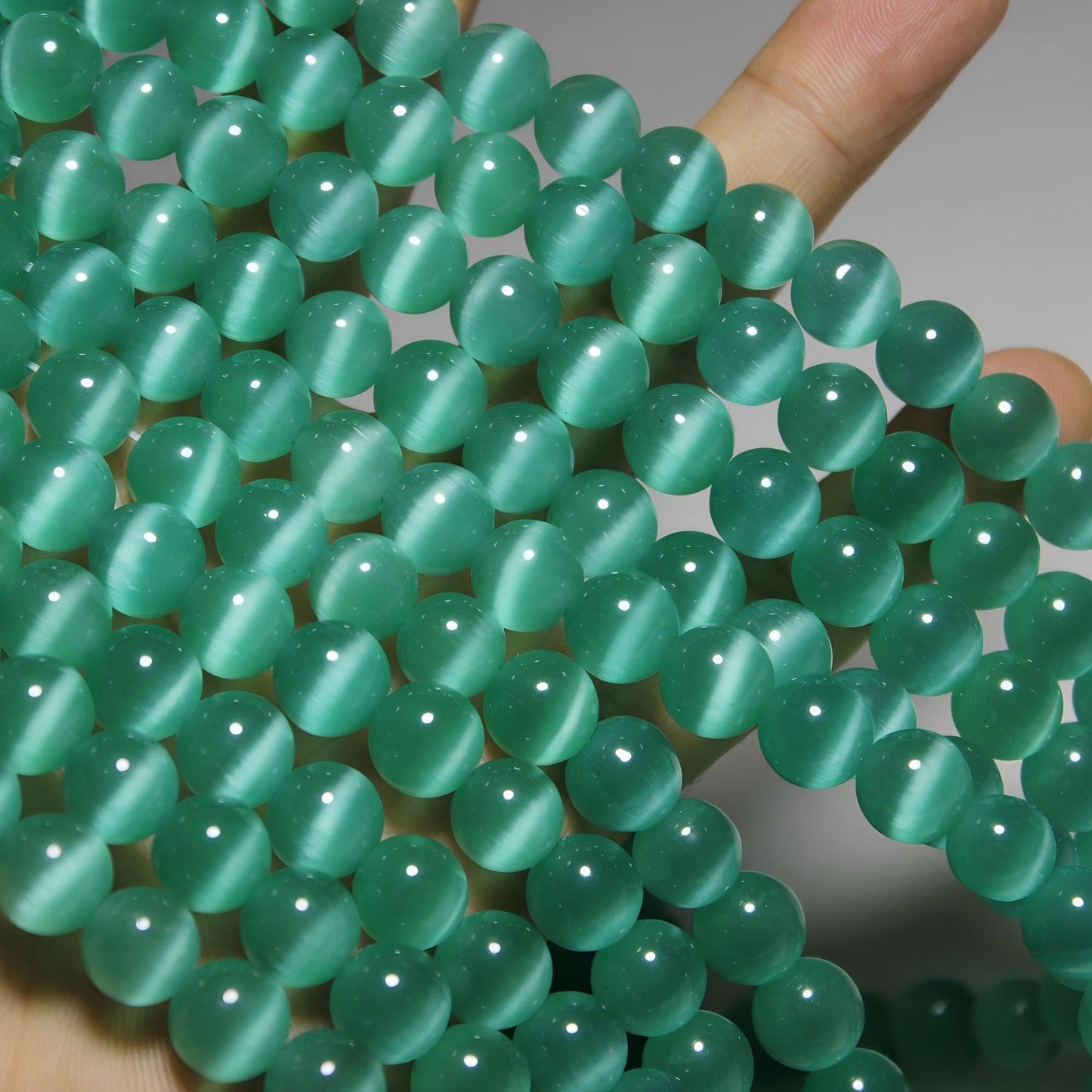 MJDCB 45pcs Blue Green Cat Eye Stone Beads 8mm Round Crystal Loose Bead for Jewelry Making DIY Bracelets Necklace Accessories