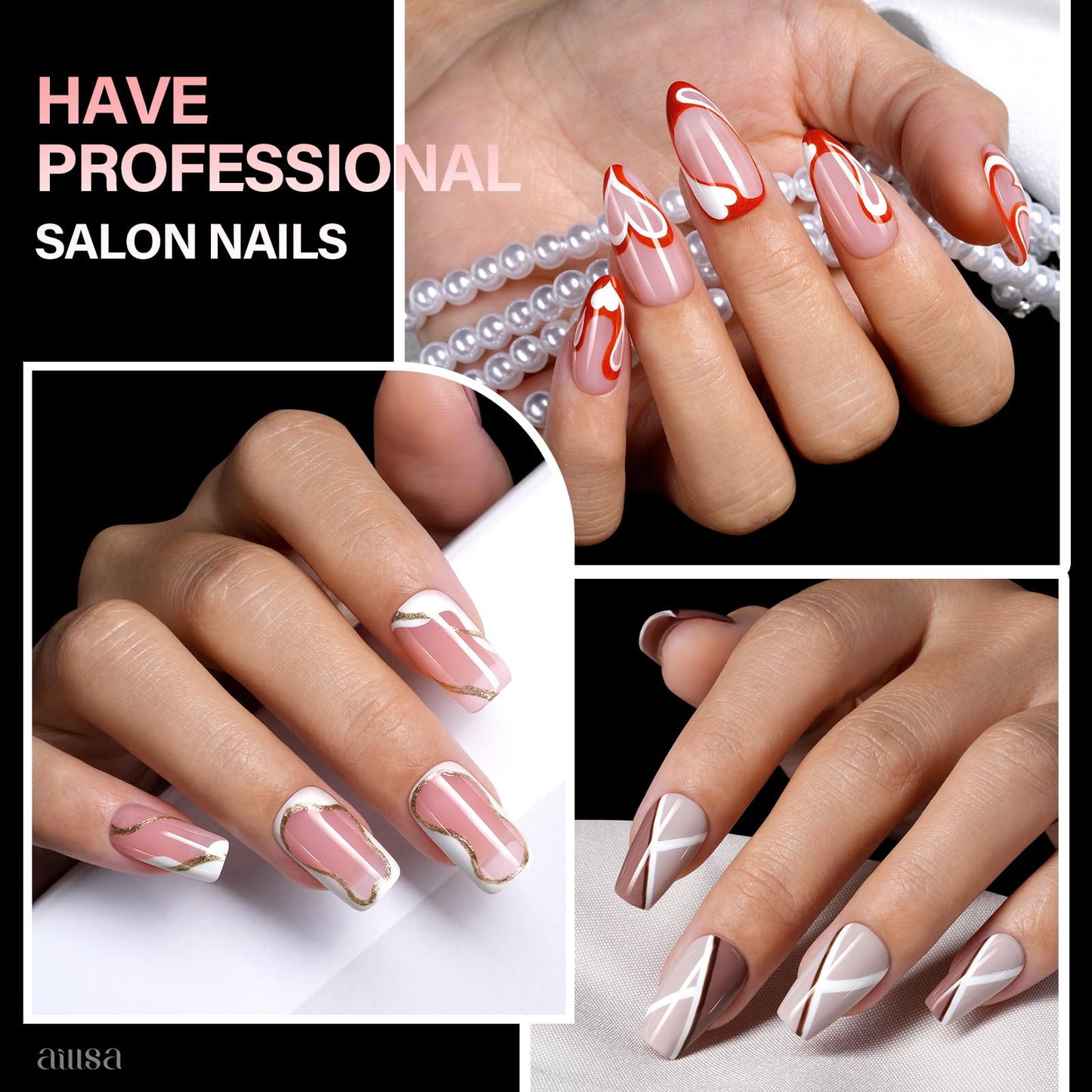 AILLSA Short Almond Nail Tips - 15 Sizes 240pcs Half Matte False Nail Tips Pre-shaped Short Nails Tips, Full Cover Clear Press on Gelly Tips for Home Salon Daily Nail Art with Storage Box