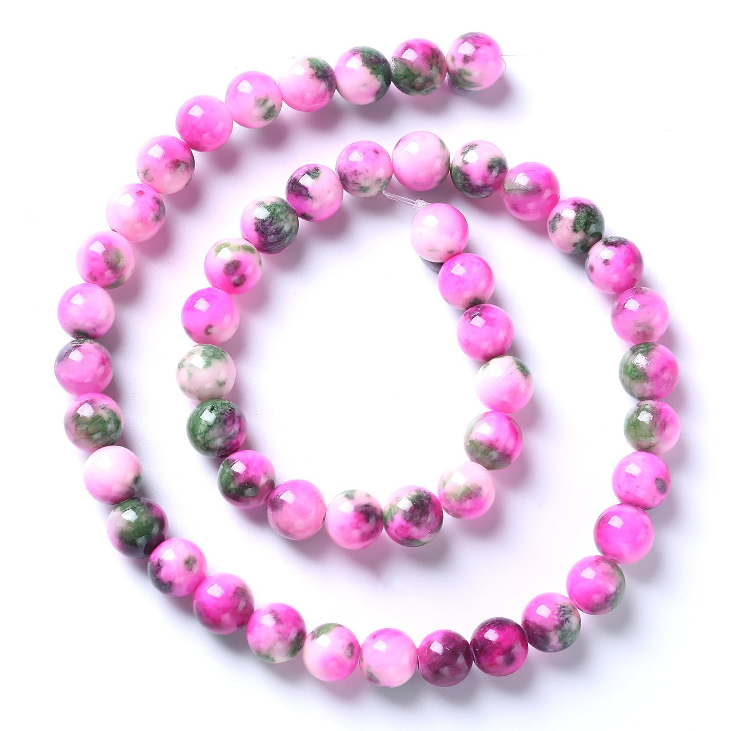 12MM 32PCS Pink Green Persian Jade Spacer Loose Beads for Jewelry Making DIY Bracelet Necklace