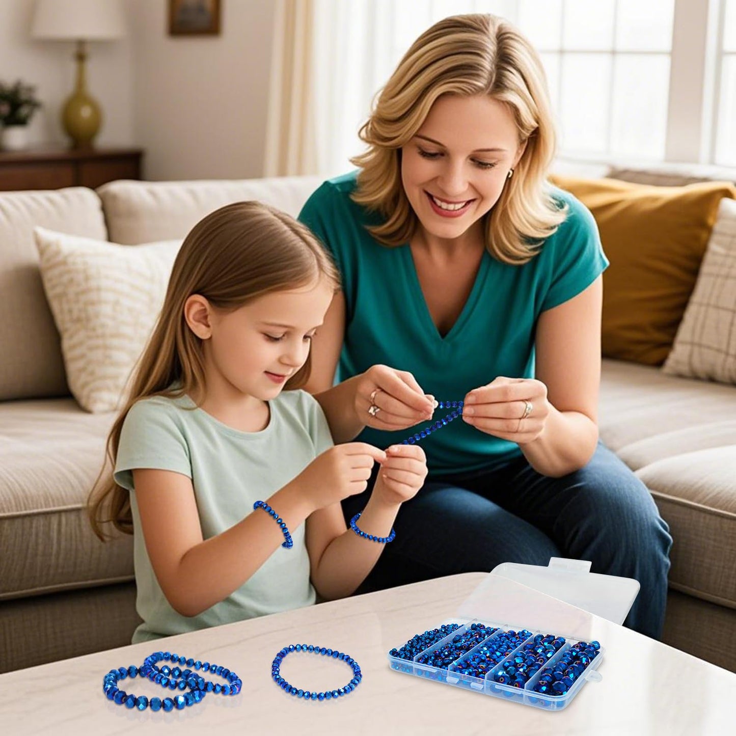 Laopottbeads 220Pcs 10mm Crystal Glass Beads for Jewelry Making Beads for Bracelets Necklace Pendants Making Supplies(Peacock Blue)
