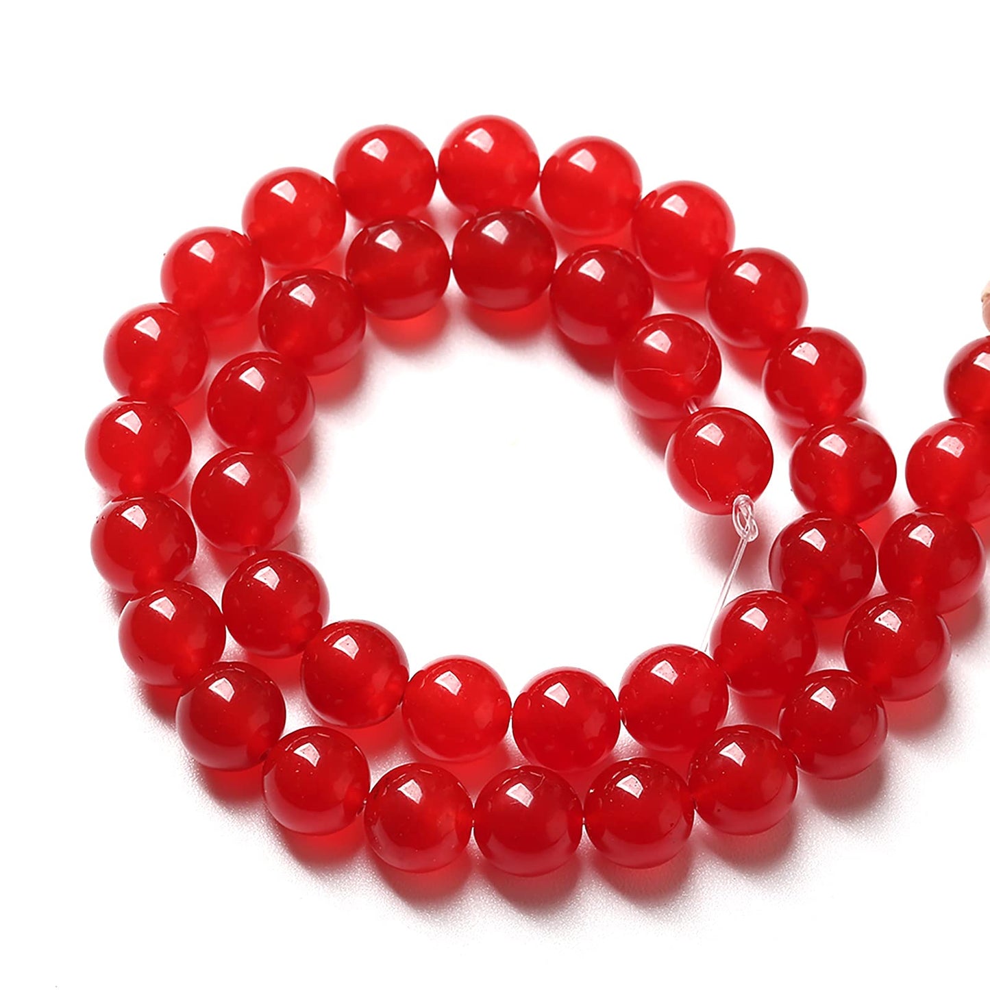 12MM 30PCS Natural Stone Red Chalcedony Jade Round Loose Beads for Jewelry Making DIY Bracelet Necklace