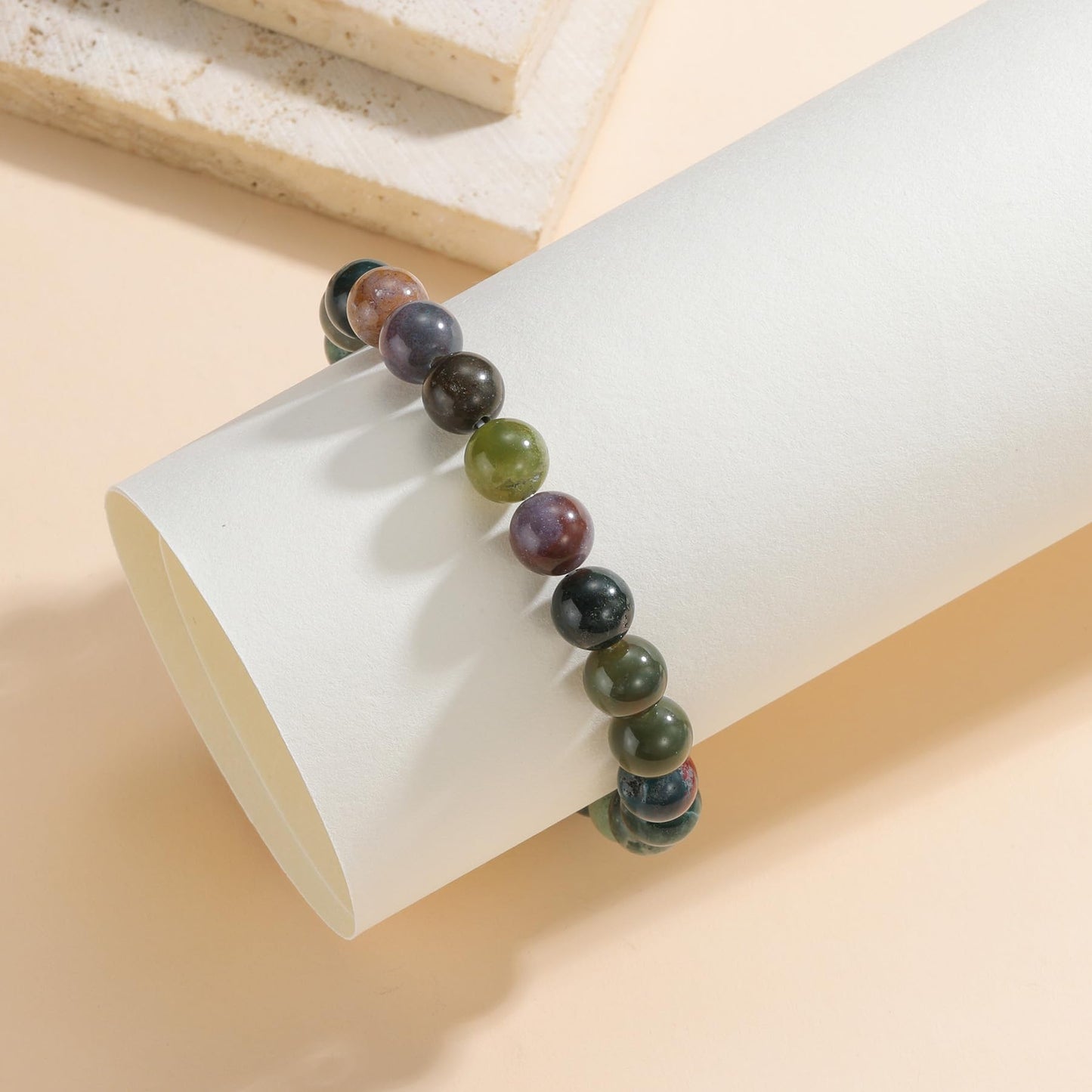 Udolfly Womens Crystal Beaded Bracelets for Women Men Protective Energy Bracelet Natural Gemstone Bead Bracelet 4mm Agate