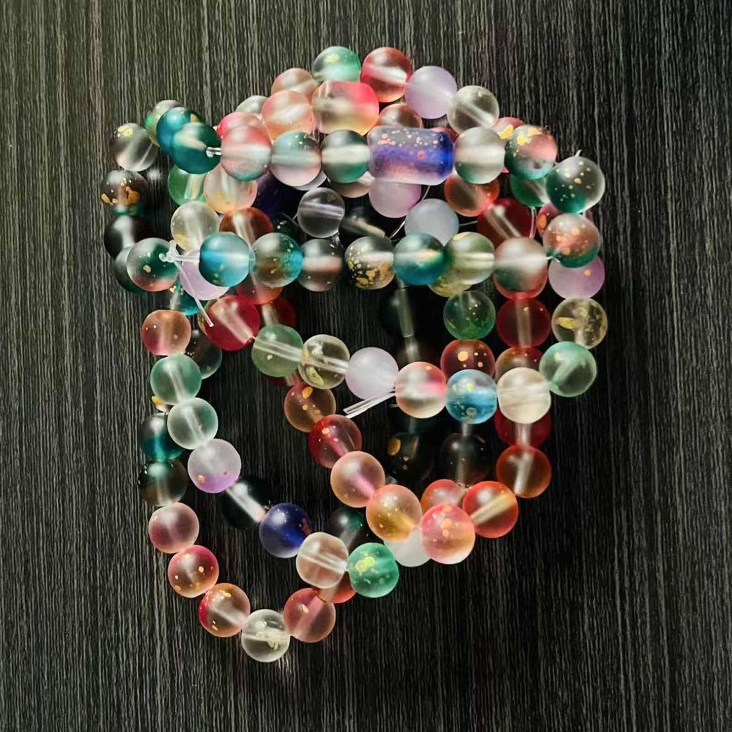 ToBeIT 500Pcs Colourful Gradient Matte Frosted Beads 8mm Loose Round Beads Transparent Frosted Glass Bead Bulk Craft Bead for Jewelry Making DIY Bracelets Necklace Supplies (Multicolour)