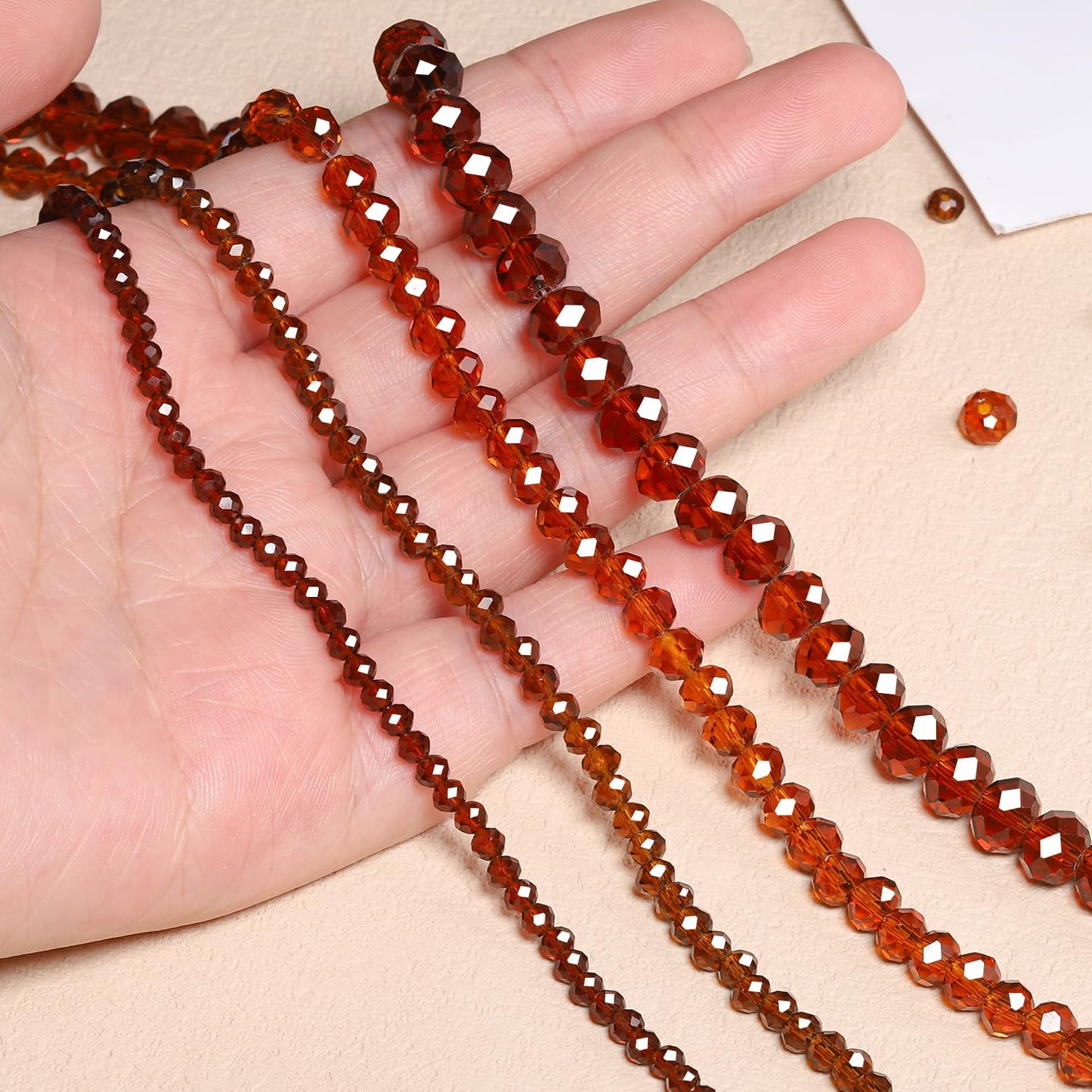 NITOPUPU 1000pcs 4mm Crystal Glass Beads for Jewelry Making Faceted Rondelle Flat Beads for Bracelets Necklace Earrings DIY Crafts (Dark Amber Jade Crystal Bead)