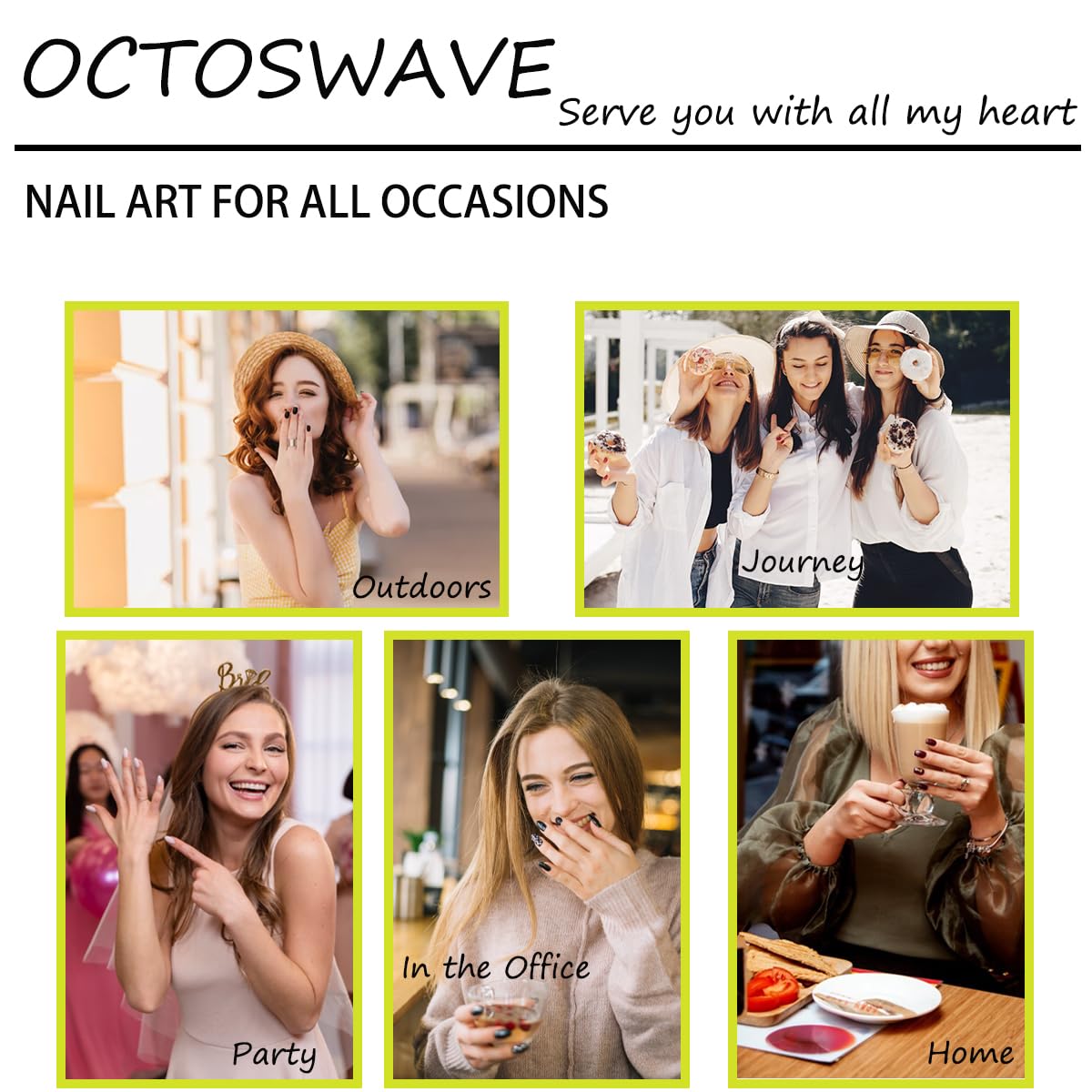octoswave Press on Nails Long Almond Fake Nails Cat eye Artificial Nail 3D Ombre Stick on Nail for Women 30pcs