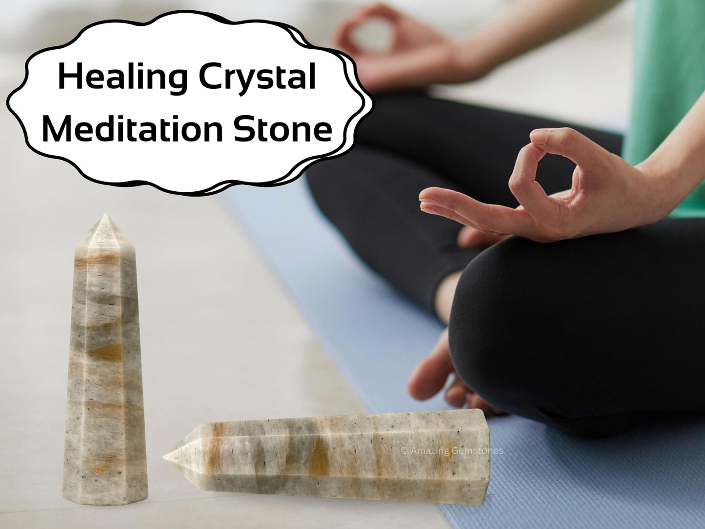 Amazing Gemstone Chrysoberyl Cats Eye Crystal Towers - Natural Healing Crystal Point Obelisk for Reiki Healing and Crystal Grid (3" to 4" INCH)