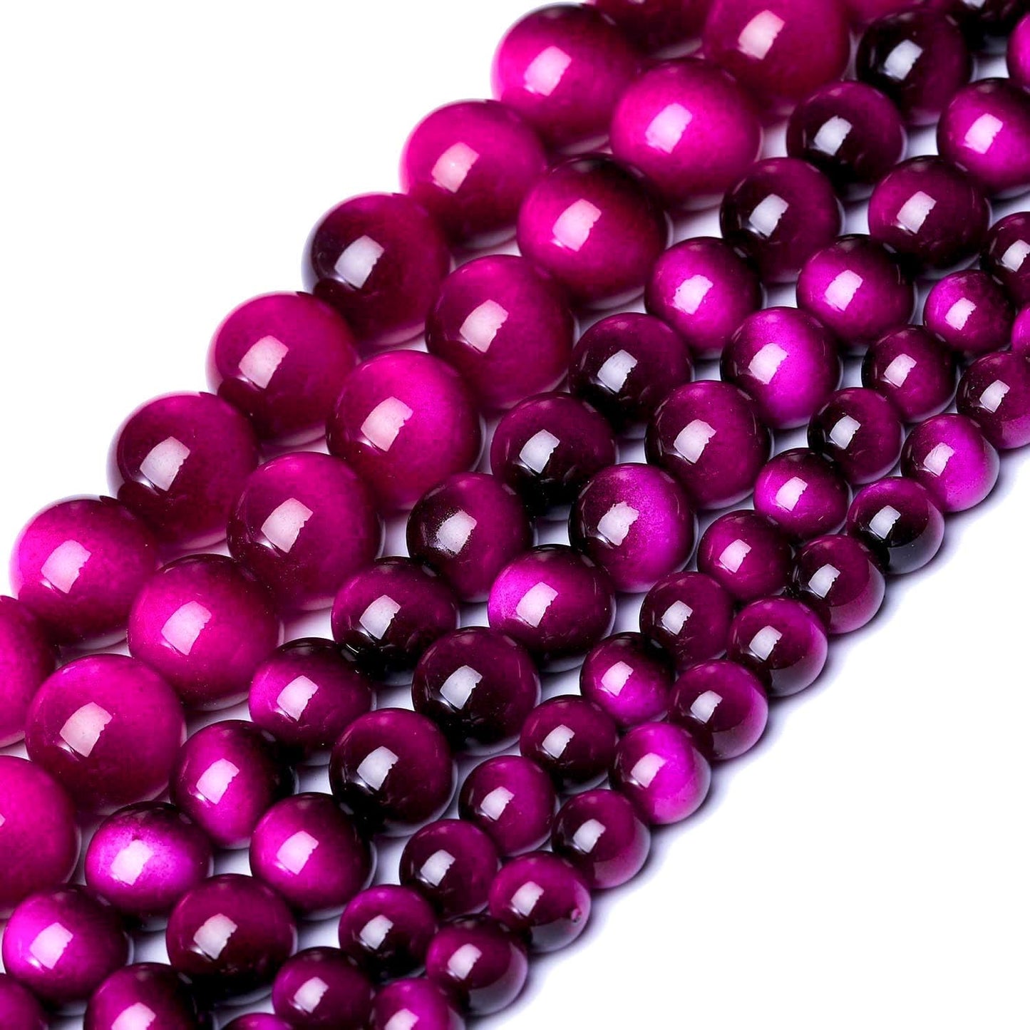 Song Xi 38PCS 10mm Rose Pink Tiger Eye Gemstone Beads for Jewelry Making, Round Smooth Glass Beads for DIY Bracelet Necklace Earring Keychain, Arts and Crafts, for Christmas Wedding Birthday
