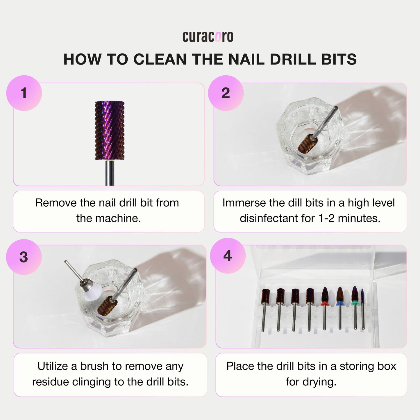 Curacoro Under Nail Cleaner 3/32'' Safety Carbide Bit (Coarse), Professional Design to Remove Dirt, Debris, Dead Skin for Healthy Nail Growth, Nail Drill Bits Manicure Salon & Home