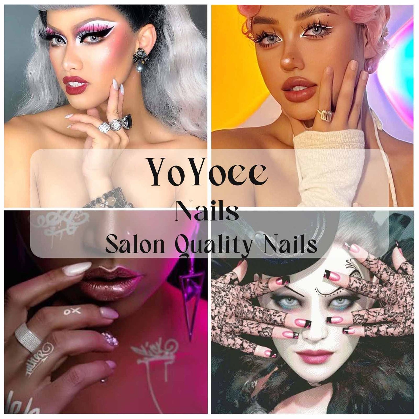 YoYoee Long Fake Nails-Coffin Press on Nails Pink Ballerina False Nails Full Cover Acrylic Nails for Women and Girls 24Pcs (gorgeous2)