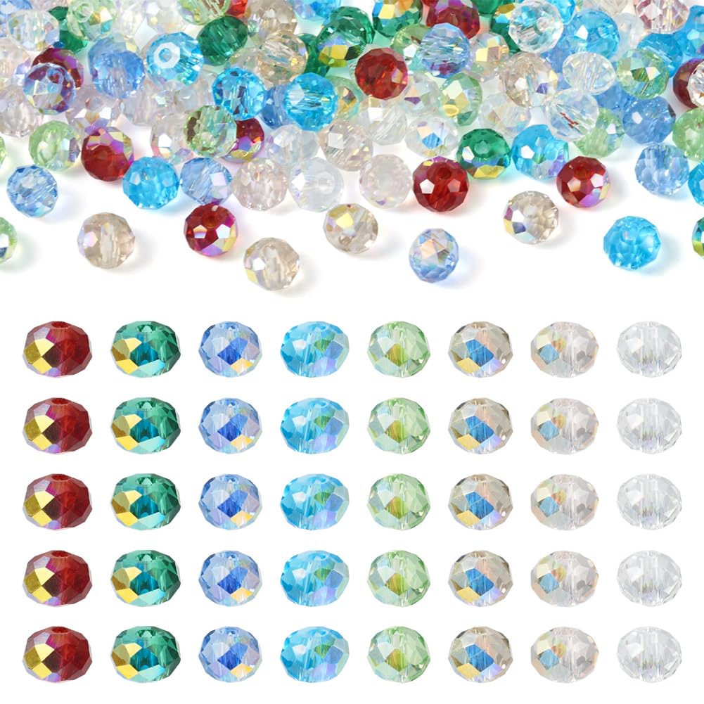 Elecrelive 400pcs 4mm Briolette Crystal Glass Beads AB Color Faceted Rondelle Crystal Beads for DIY Jewelry Making Bracelet Necklace Earring