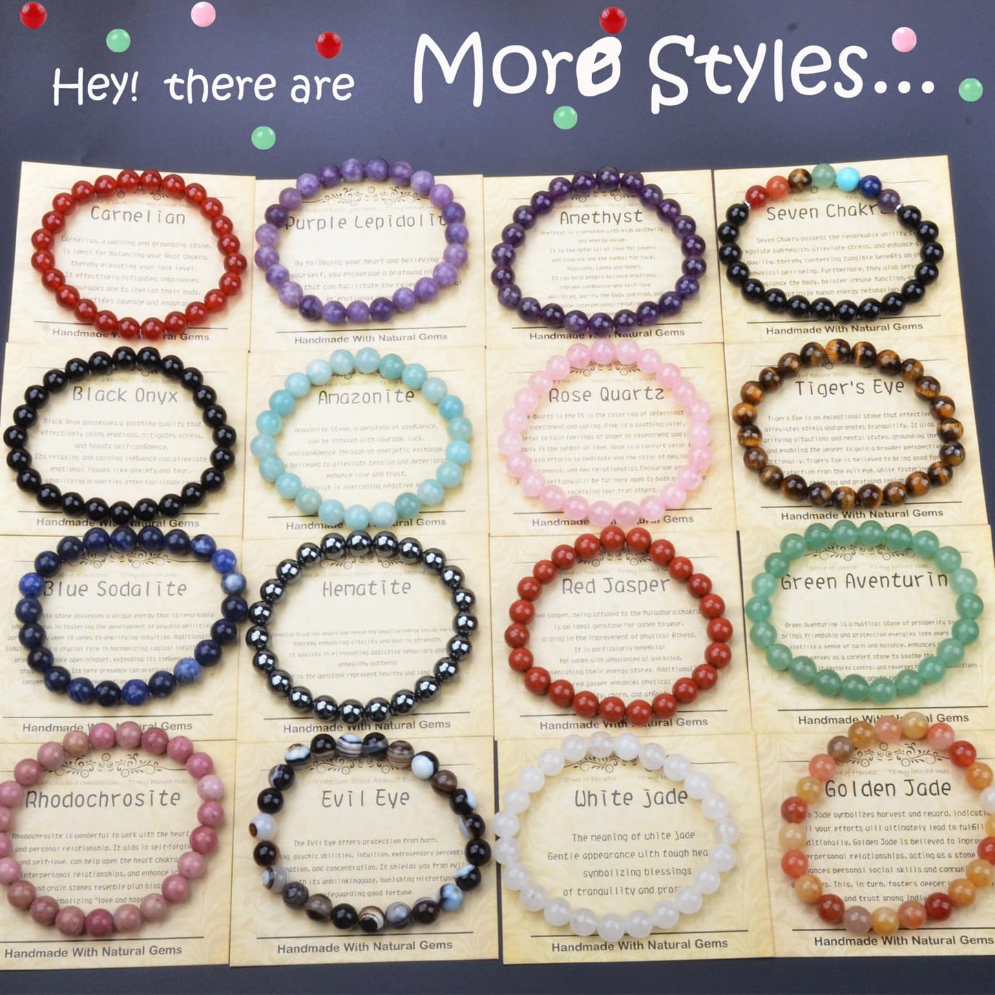 CHCCOYE 6mm Natural Healing Gemstone Bracelet Handmade Yoga Stretch Elastic Bracelet Stress Relief Crystal Jewelry for Men and Women (6mm Imperial Jasper)