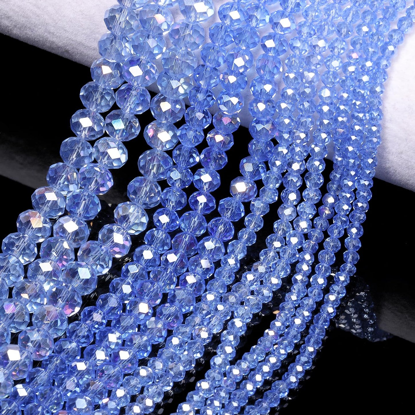 NITOPUPU 500pcs 6mm Crystal Glass Beads for Jewelry Making Faceted Rondelle Flat Beads for Bracelets Necklace Earrings DIY Crafts (Blue Crystal AB Bead)