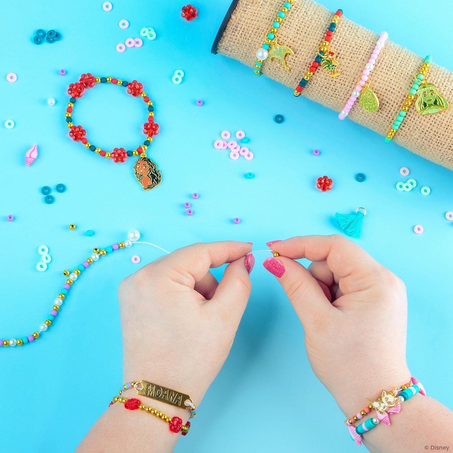 Fashion Angels Disney Moana 2 DIY Bracelet Making Kit, Includes 1,000+ Beads, 6 Charms, Design Board & More, Makes 20+ Bracelets, Craft for Kids Ages 8+