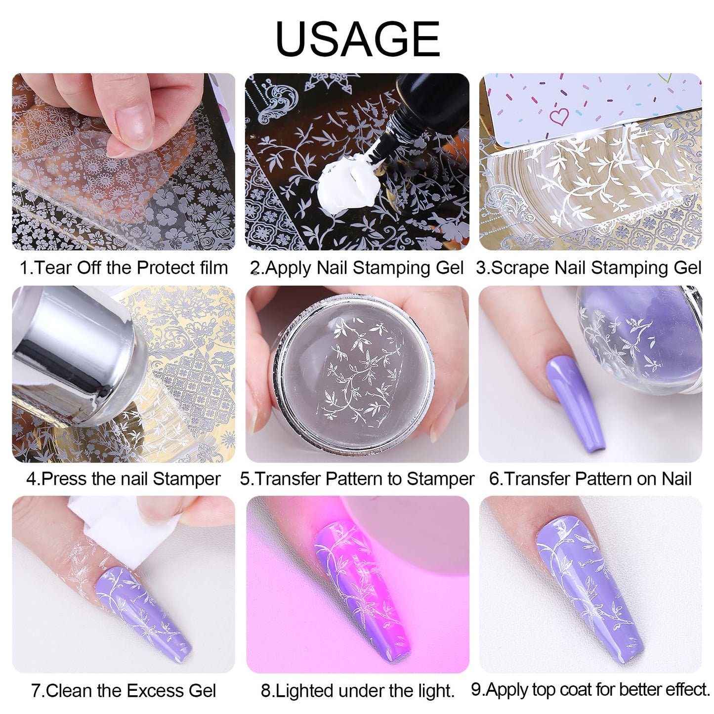 6pcs Lace Flower Design Nail Stamping Plate Kit With French Tip Nail Stamper Kit Ribbon Bow Knot Nail Stencil Reusable Stainless Steel Manicure Tool Nail Supplies for Salon DIY