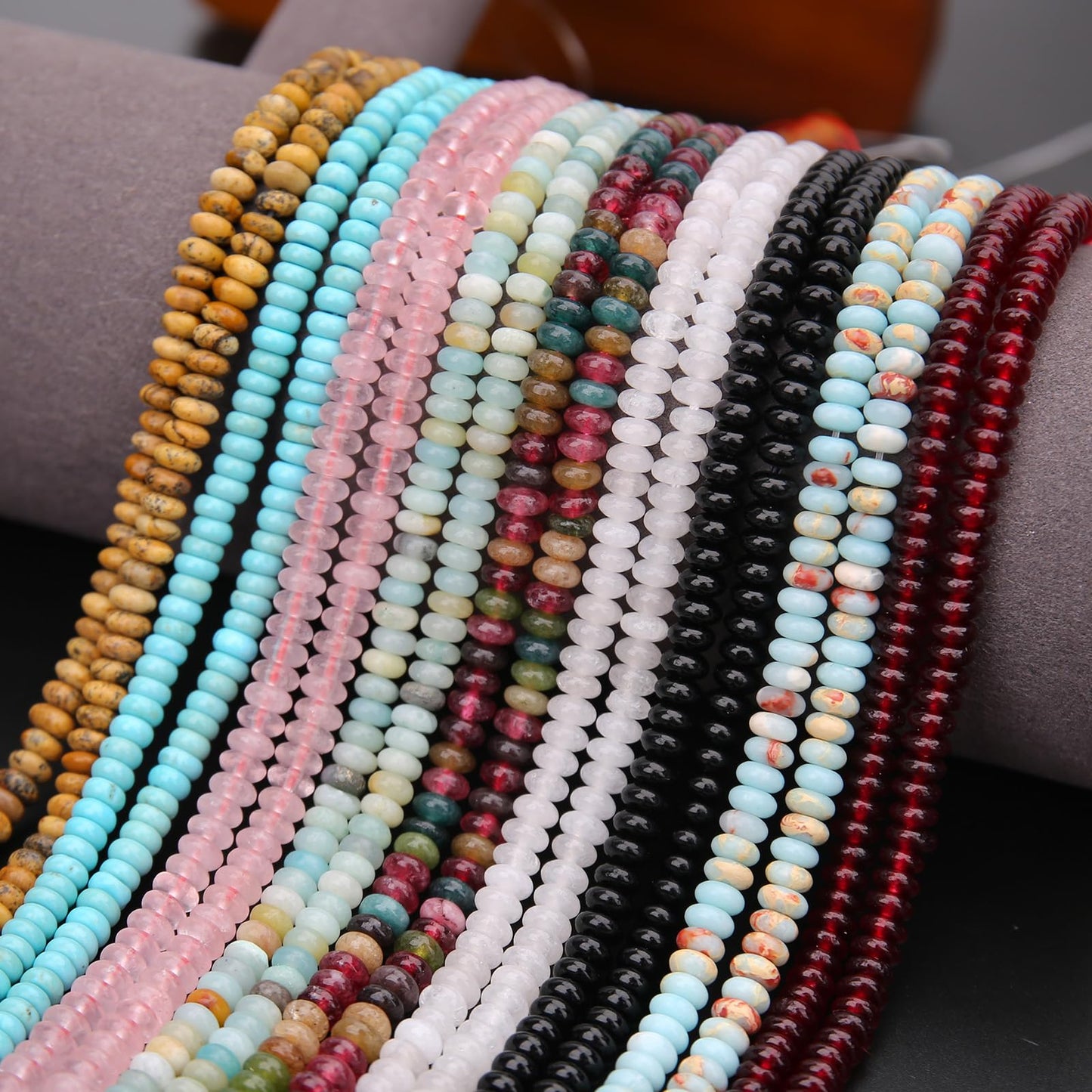 BONNY BOXX 1 Strand (150PCs) Natural 2 * 4mm Silver Hematite Rondelle Beads, Natural Abacus Disk Stone Beads Loose Spacer Gemstone for DIY Bracelet Necklace Jewelry Making