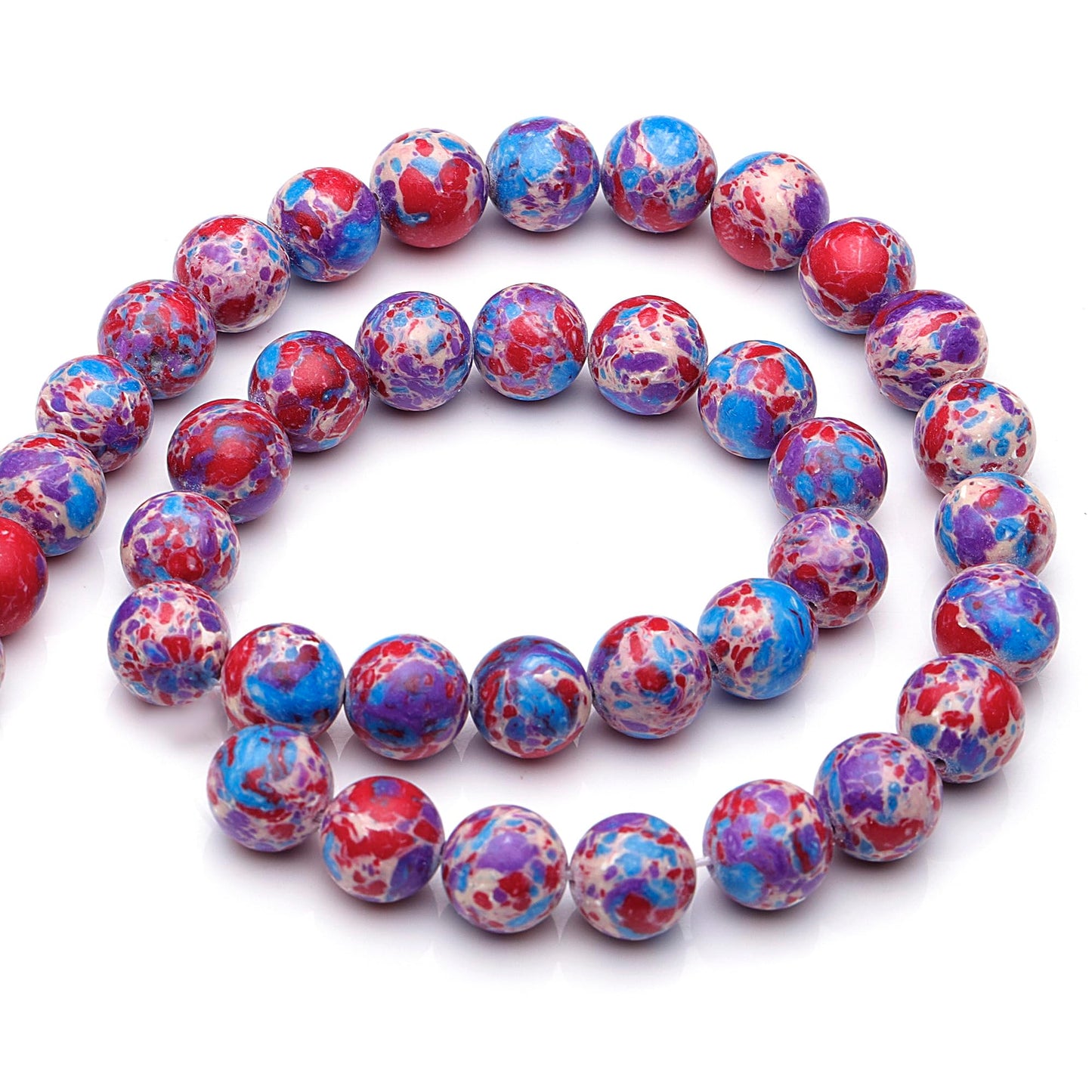 Youngbling Natural Gemstone Beads for Jewelry Making,6mm Blue-Purple Imperial Jasper Polished Round Smooth Stone Beads for Bracelet Necklace 15 Inch