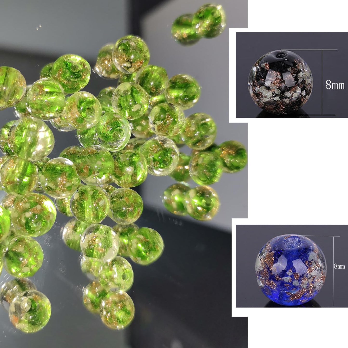 200 PCS 8mm Glow in The Dark Beads Bulk Round Luminous Glass Beads with Holes for Jewelry Making Bracelets Earrings Necklace Glow Loose Spacer Ball Bead DIY Craft Kit (Yellow)