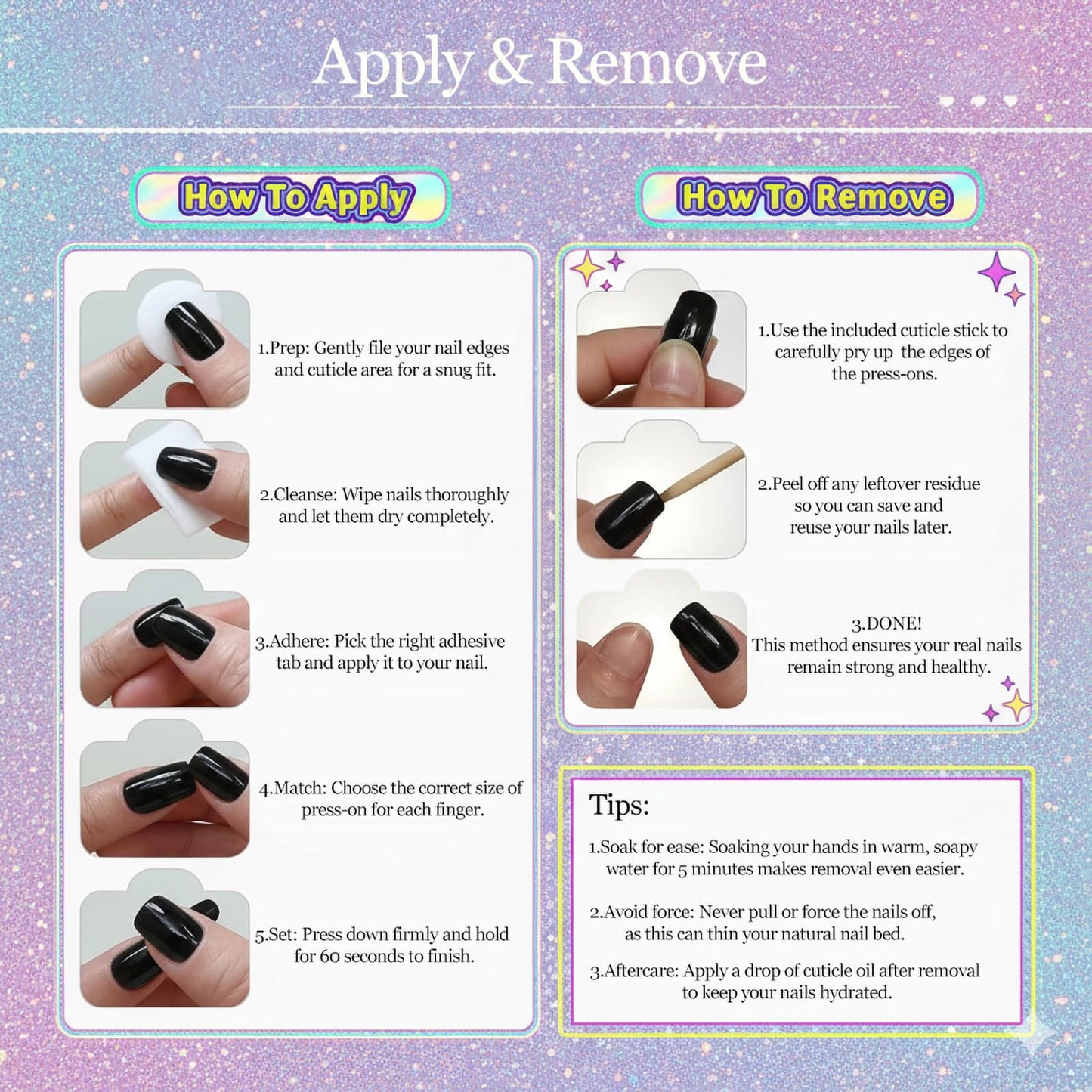 IMRAIN Almond Press on Nails, Medium Fake Nails, Purple Cat Eye 3D Mermaid Tail Pearl Heart, 30Pcs Reusable Glue on Nails for Women, Salon Quality
