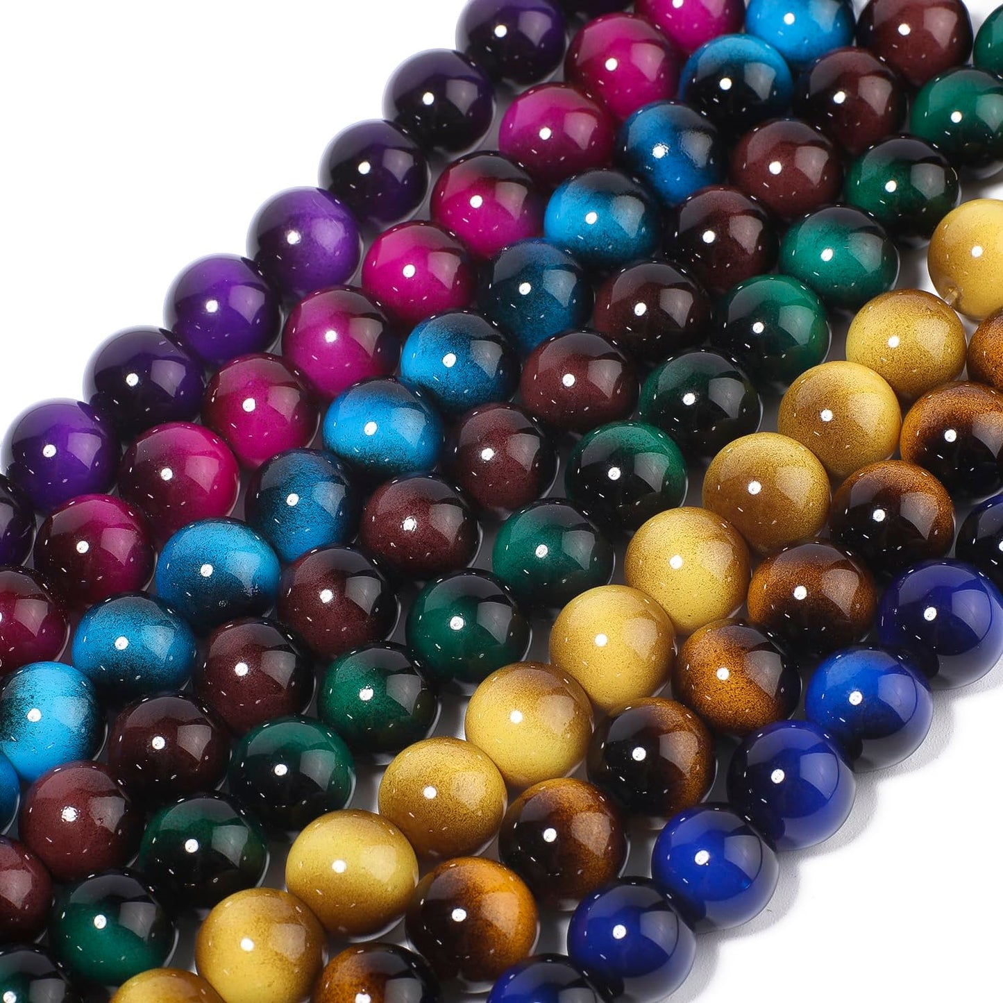 Song Xi 28PCS 12mm Purple Tiger Eye Gemstone Beads for Jewelry Making, Round Smooth Glass Beads for DIY Bracelet Necklace Earring Keychain, Arts and Crafts, for Christmas Wedding Birthday