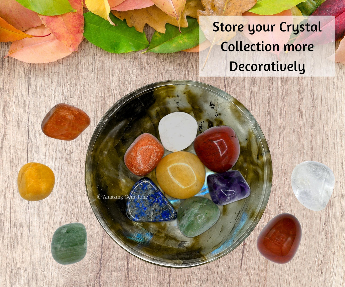 Labradorite Crystal Bowl - 3 Inch Decorative Bowls for Room and Home Decor - Gemstone Healing Crystals for Elegant Display, Positive Energy Balance and Gift