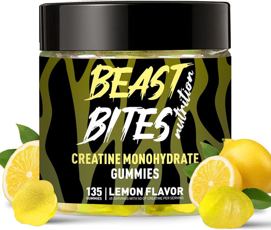Creatine Monohydrate Gummies 5000mg (135 Count)-Lemon Flavor.