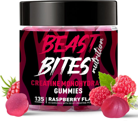 Creatine Monohydrate Gummies for Men & Women - 5g of Creatine Monohydrate per Serving - Sugar Free,Vegan, Raspberry Flavor, 135 Count (45 Servings).