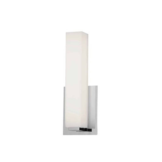 Dainolite 12W Vanity Light Polished Chrome with White Glass, Model VLD-172-10-PC, Silver Finish