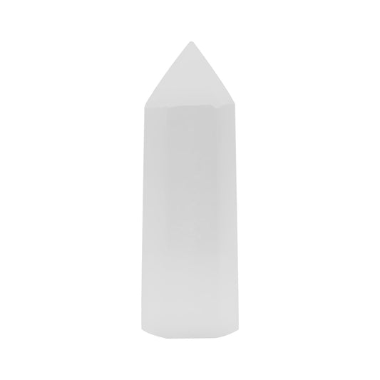 Angelstones Natural Selenite Gemstone Healing Crystal Hexagonal Pointed Reiki Chakra Faceted Prism Wand Carved Stone Figurine Home Decor