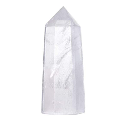 Angelstones Natural Clear Quartz Gemstone Healing Crystal Hexagonal Pointed Reiki Chakra Faceted Prism Wand Carved Stone Figurine Home Decor