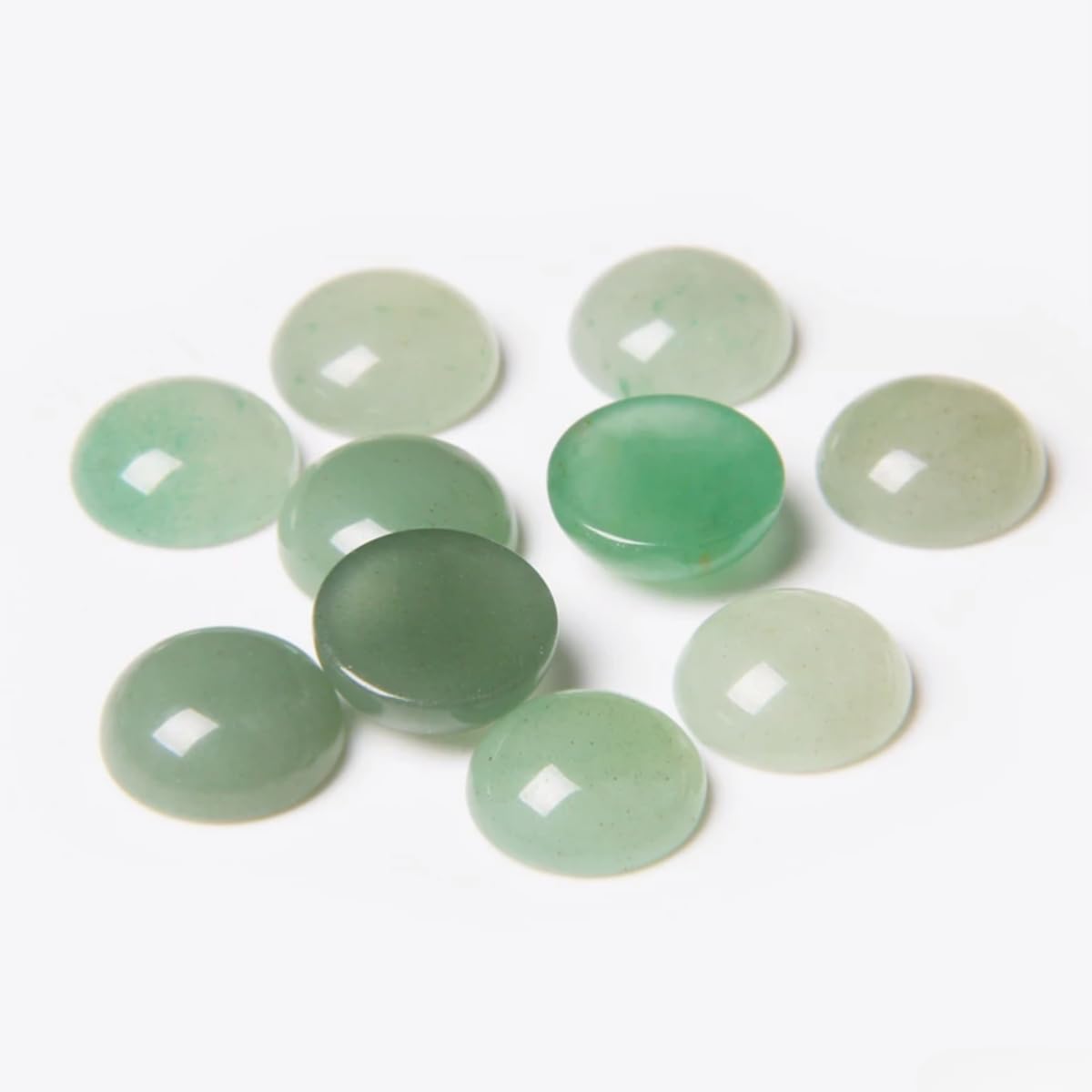 20pcs 6mm Natural Stone No Hole Green Aventurine Semicircle Smooth Cabochons Beads Healing Chakra Crystal Stone Bead for Jewelry Making Rings Earrings Necklace Bracelet DIY Crafts