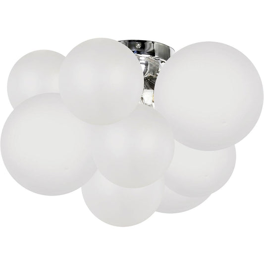 Dainolite 3 Light Flush Mount Ceiling Fixture, Opal White Glass, Silver Finish, Model MLS-143FH-PC-FR