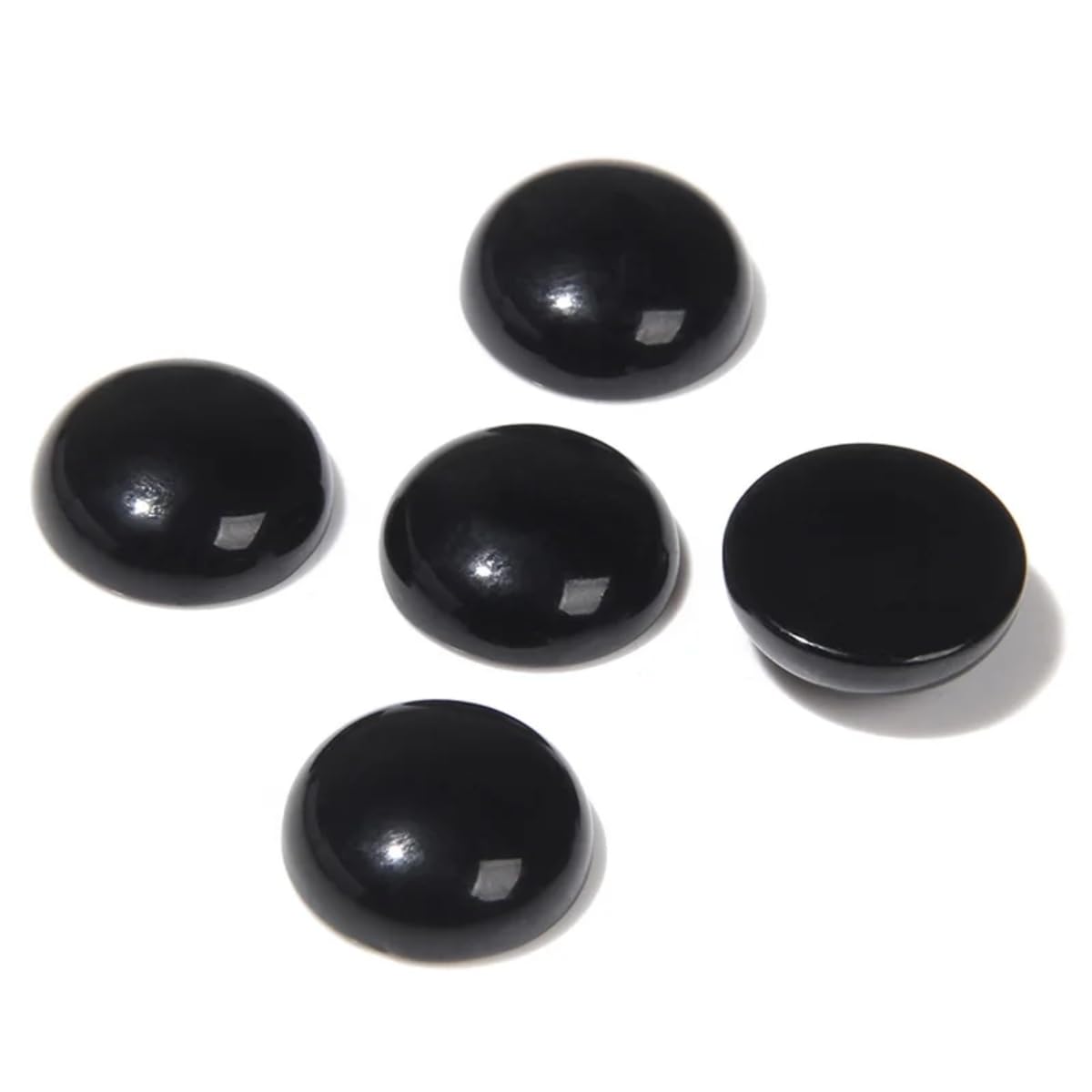 20pcs 4mm Natural Stone No Hole Black Agate Semicircle Smooth Cabochons Beads Healing Chakra Crystal Stone Bead for Jewelry Making Rings Earrings Necklace Bracelet DIY Crafts