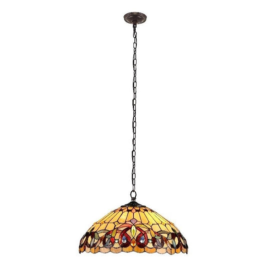 Chloe Lighting 2 Light Pendant, Victorian Tiffany-Style, Dark Bronze, 16in Wide, Multicolor, Model CH33353VR16-DH2