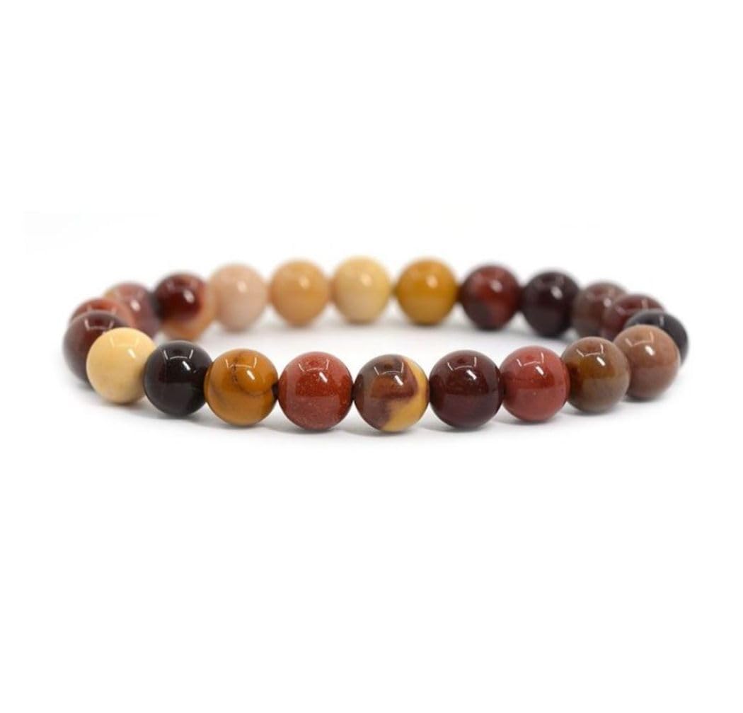 Adabele Real Natural Mookaite Jasper Gemstone Beaded Bracelet 8 inch Stretch Chakra Healing Crystal Stone Jewelry Women Birthday Gift (Unisex) GB8-C4
