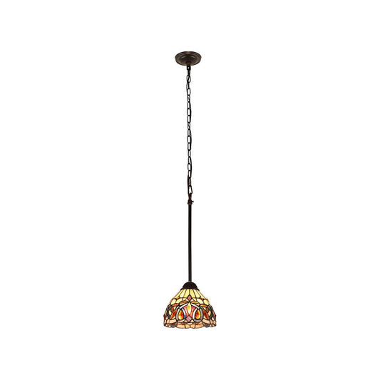 Chloe Lighting Mini Pendant - Tiffany-Style Dark Bronze, Glass, 8in  Wide, Multicolor, Model CH3T353BV08-DP1