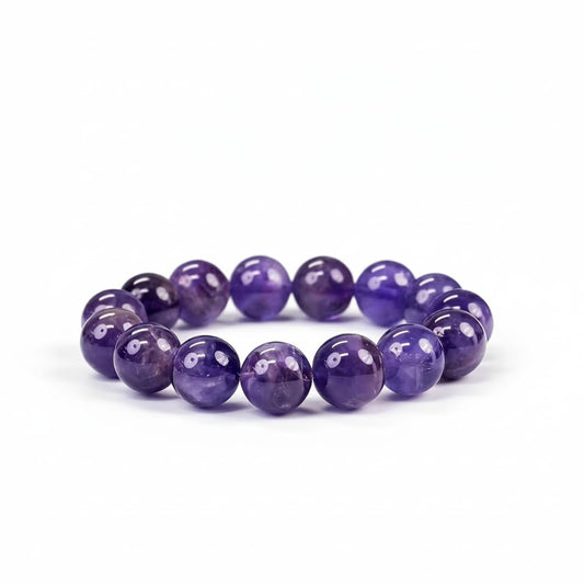 Natural Amethyst Bracelet for Women – Deep Purple Uruguayan Gemstone Beads with Roman Numeral Engraving, Crystal Jewelry for Clarity, Intuition & Daily Reflection, Gift Box Included