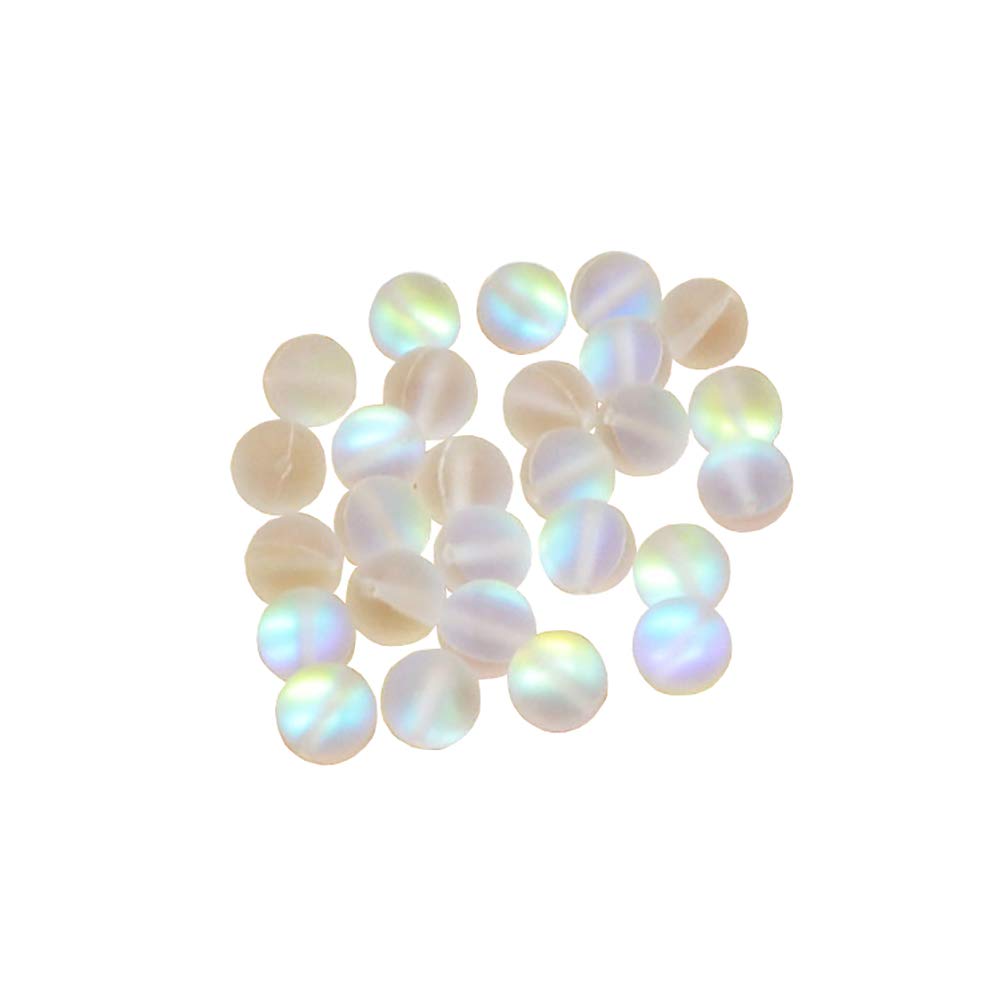 UUYYEO Matte Crystal Glass Beads Mermaid Aurora Moonstone Beads for Jewelry Making 10 mm 100 pcs