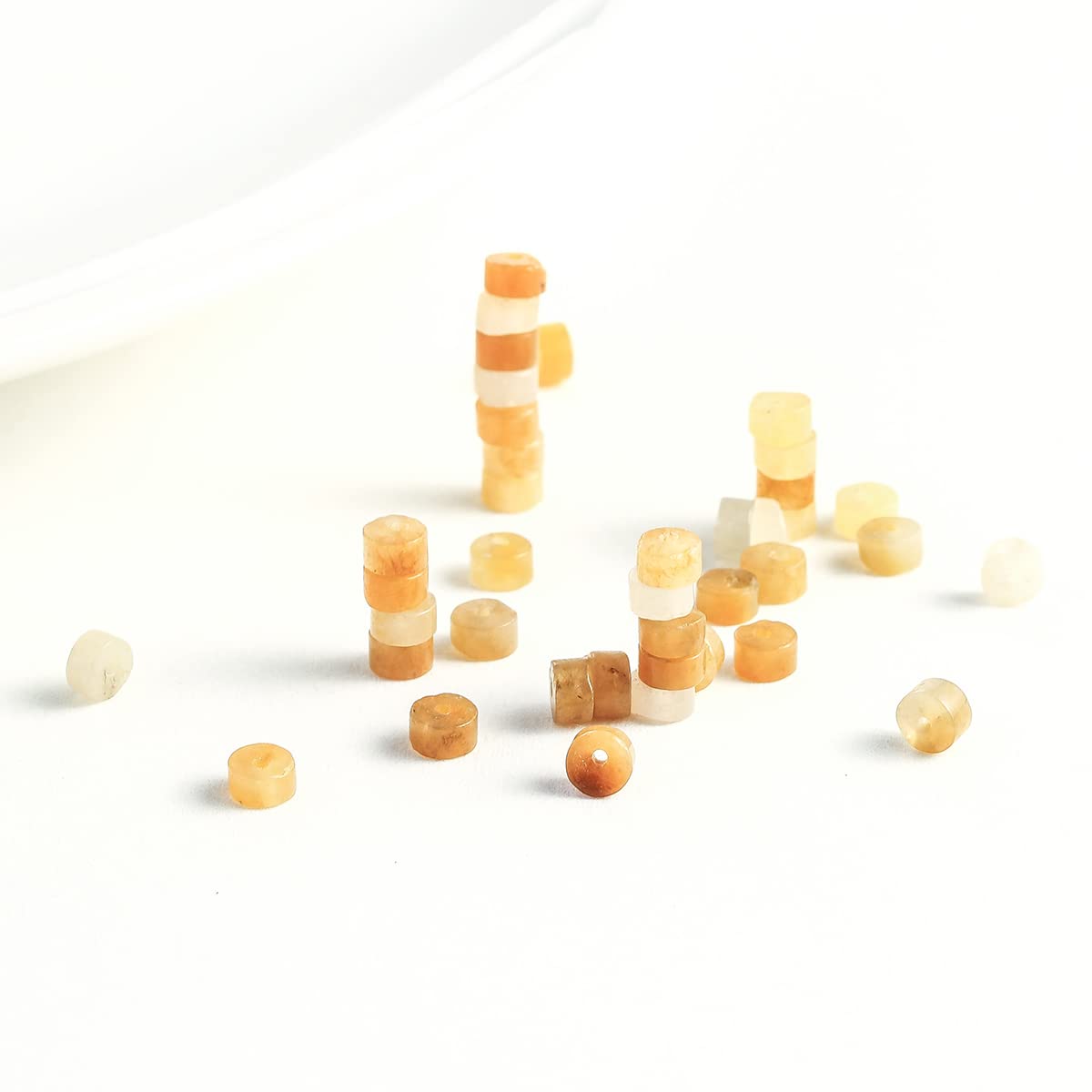 Natural Yellow Jade Stone Spacer Beads 4x2mm 38cm/str Flat Round Loose Semi Gemstone Caps for Making Bracelets Necklace