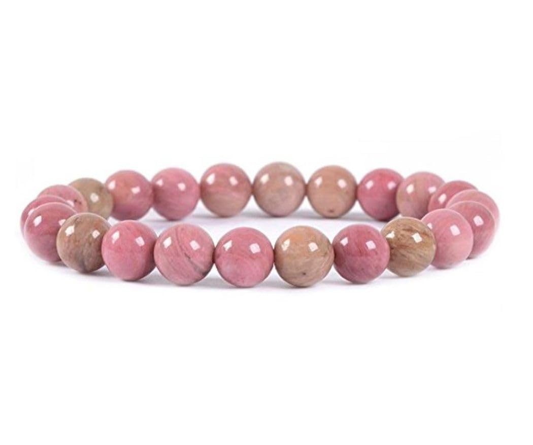 Adabele Real Natural Pink Rhodonite Gemstone Beaded Bracelet 8 inch Stretch Chakra Healing Crystal Stone Jewelry Women Birthday Gift (Unisex) GB8-C5