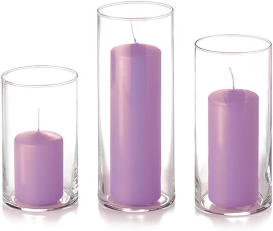 yummi Set of 36 Slim Pillars and Cylinder Vases - Violet
