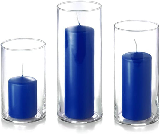 yummi Set of 12 Slim Pillars and Cylinder Vases - Royal Blue