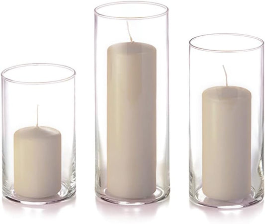 Yummi Set of 12 Slim Pillars and Cylinder Vases - Sandstone