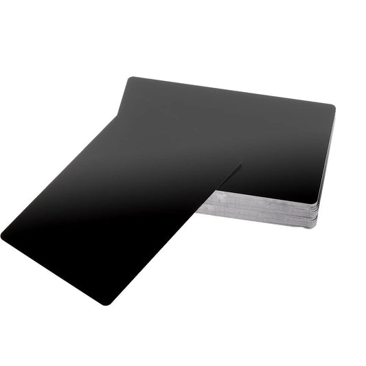 100 Pack Aluminum Metal Engraving Business Cards Sheets Blanks Black Metal Tags Materials for CNC Laser Engraver Engraving Blanks DIY Gift Cards Thickness 0.21 mm/ 0.01 inch(Brilliant Black)