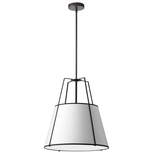 Dainolite Trapezoid Pendant Light, 3-Light, 180W, Black, Model TRA-331P-BK-WH