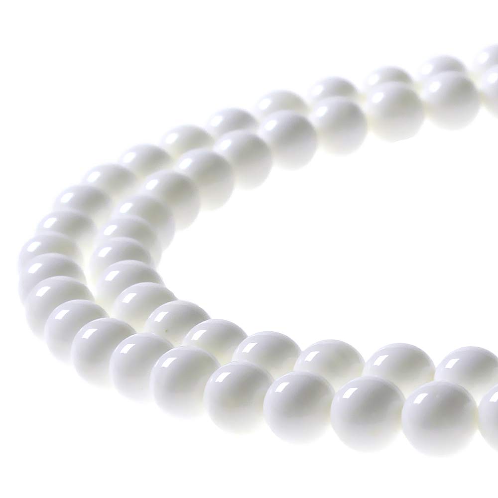 MJDCB 7A Natural Deep Sea White Shells Round Stone Beads for Jewelry Making DIY Bracelet Necklace (8mm)