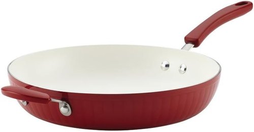 Farberware Nonstick Frying Pan - 12 Inch Skillet with Helper Handle in Vibrant Red